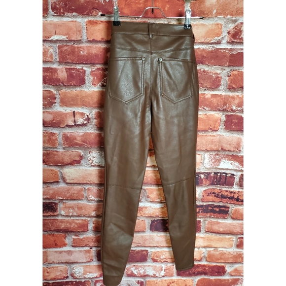Free People Brown Vegan Leather High Rise Pants - Picture 3 of 3